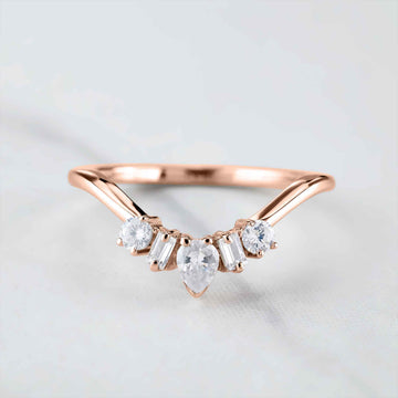 Moissanite Contour Wedding Band Ring Enhancer Sterling Silver