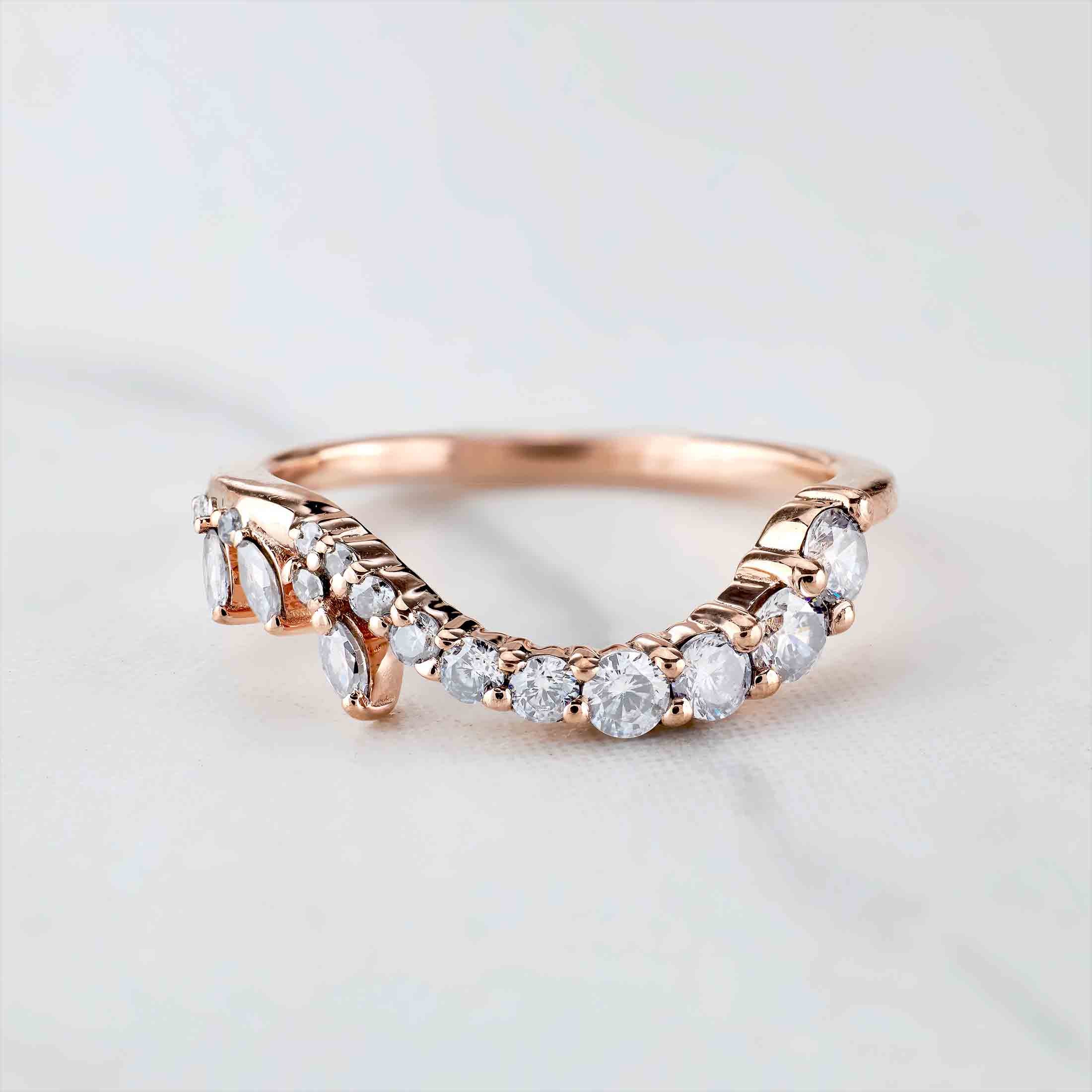 Ring Enhancer Wedding Band Women Engagement Stacking Curved 925 Sterling Silver