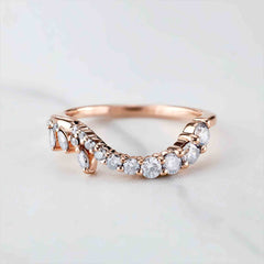 Ring Enhancer Wedding Band Women Engagement Stacking Curved 925 Sterling Silver