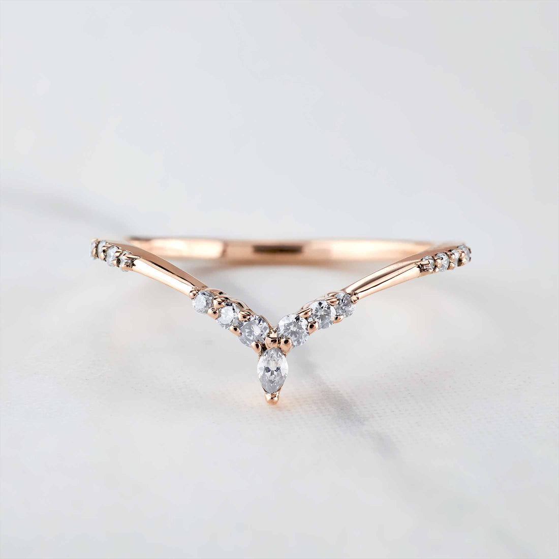 Wedding Band Ring Enhancer AAA CZ Engagement Stackable Rings 14k Rose Gold