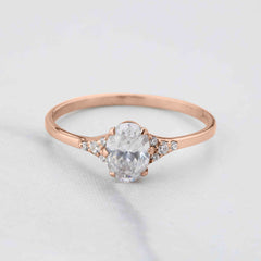 Oval Diamond Engagement Rings Rose Gold Promise Ring for Her