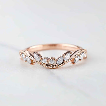 Enhancer Wedding Band For Women Curved Stack AAA CZ Marquise