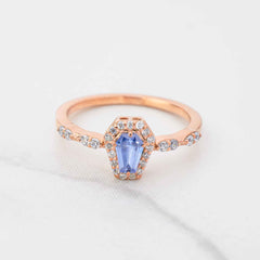 Blue Gemstone Coffin Ring Till Death Do Us Part Promise Ring