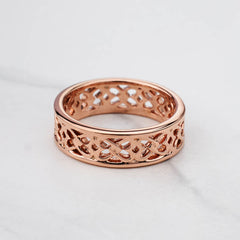 Women's Celtic Wedding Band Interlocked Heart Anniversary Band