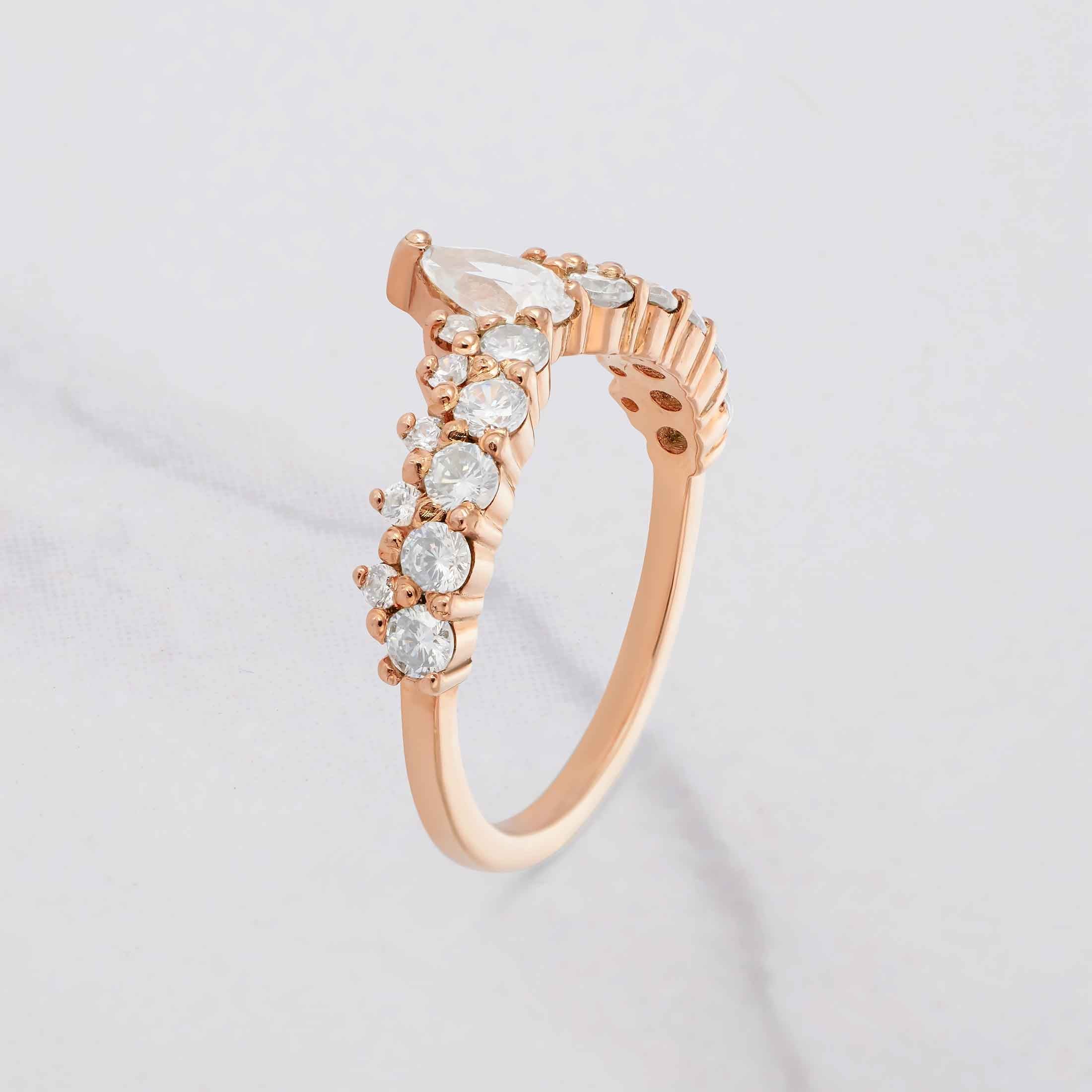 Moissanite Diamond Enhancer Ring Promise Wedding Band for Women Promise Anniversary Bands Rose Gold White Gold