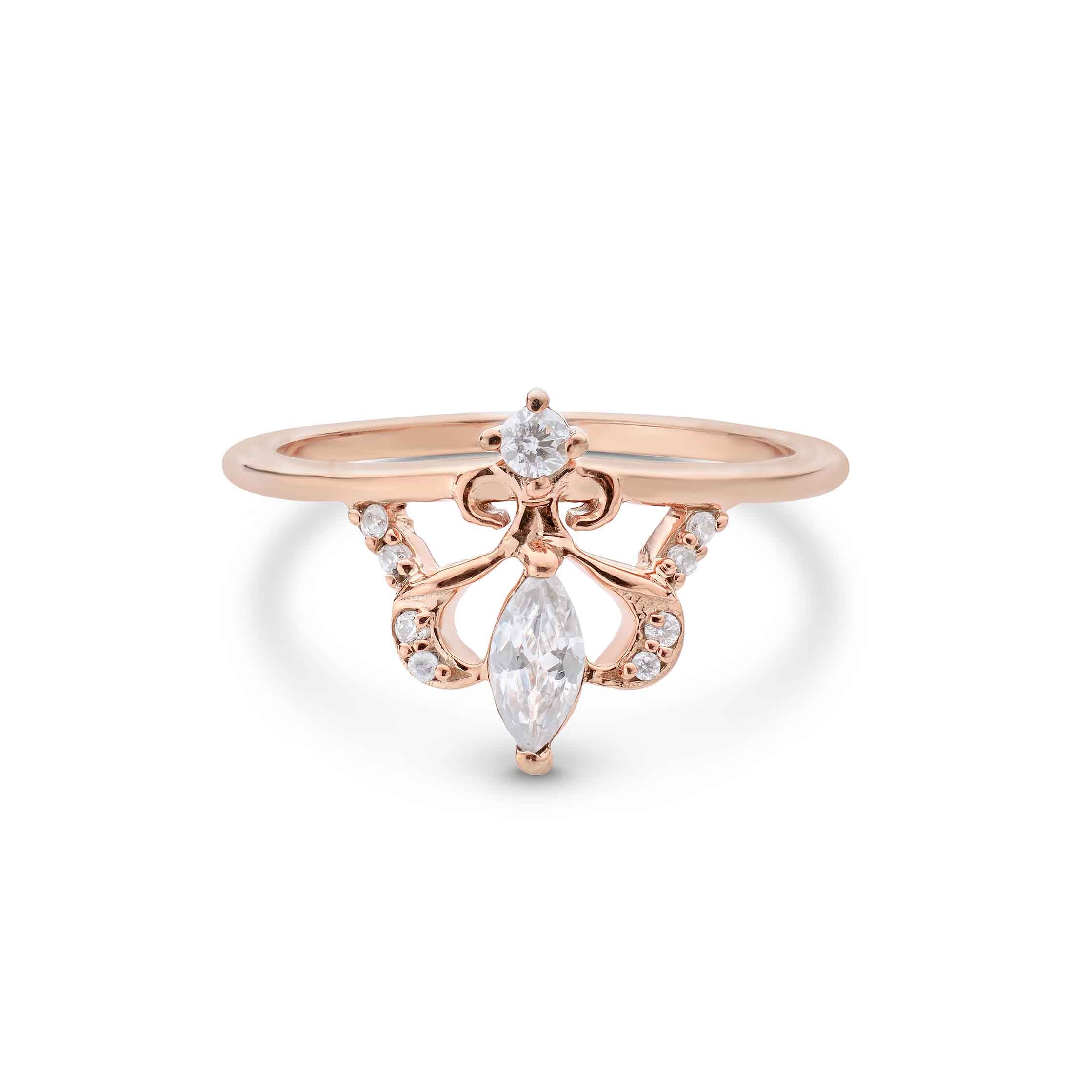 Tiara Wedding Ring AAA CZ Diamond Vintage Engagement Rings