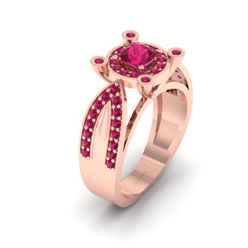 RUBY HALO ENGAGEMENT RING