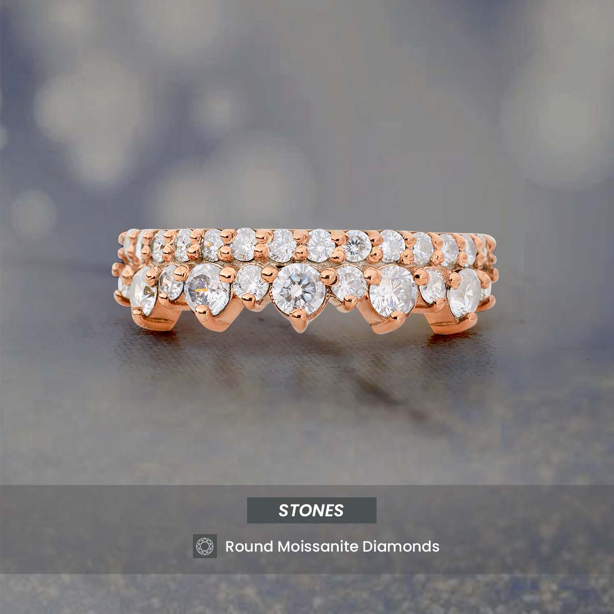 Moissanite Diamond Wedding Bands Women's Promise Anniversary Band Rose Gold White Gold