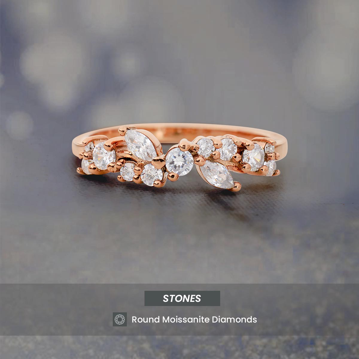 Vintage Wedding Band Moissanite Diamond Promise Anniversary Bands Rose Gold White Gold