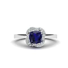 Swirl Wedding Ring Womens Sapphire Blue Engagement Ring Womens