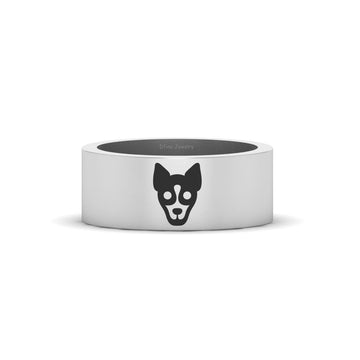 SILVER DOG FACE RING