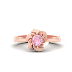 Rose Quartz Floral Engagement Ring Rose Gold Flower Ring For Her