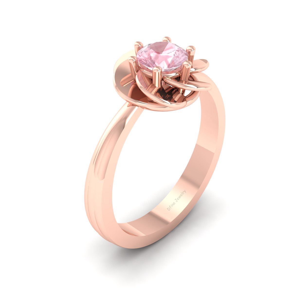 ROSE QUARTZ FLORAL ENGAGEMENT RING