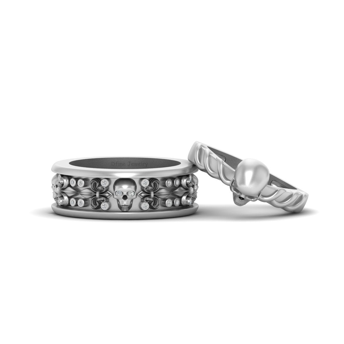Skull Engagement Ring Band Set