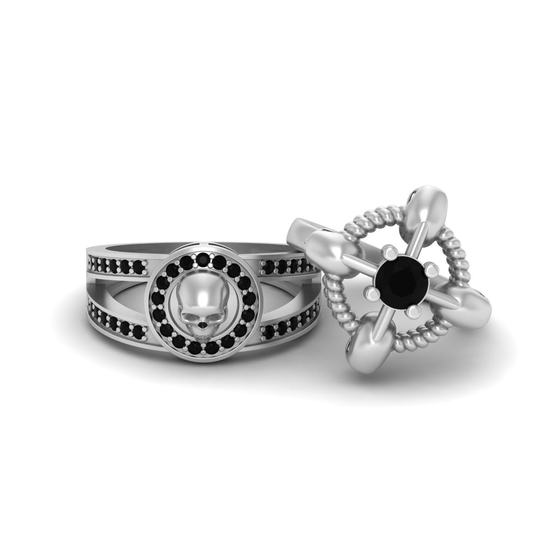 Black Onyx Skull Couple Rings