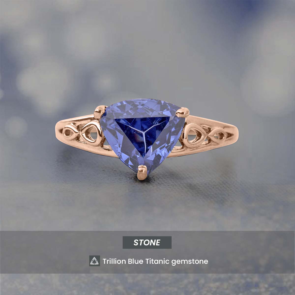Trillion Cut Engagement Ring Blue Titanic Gemstone Cathedral