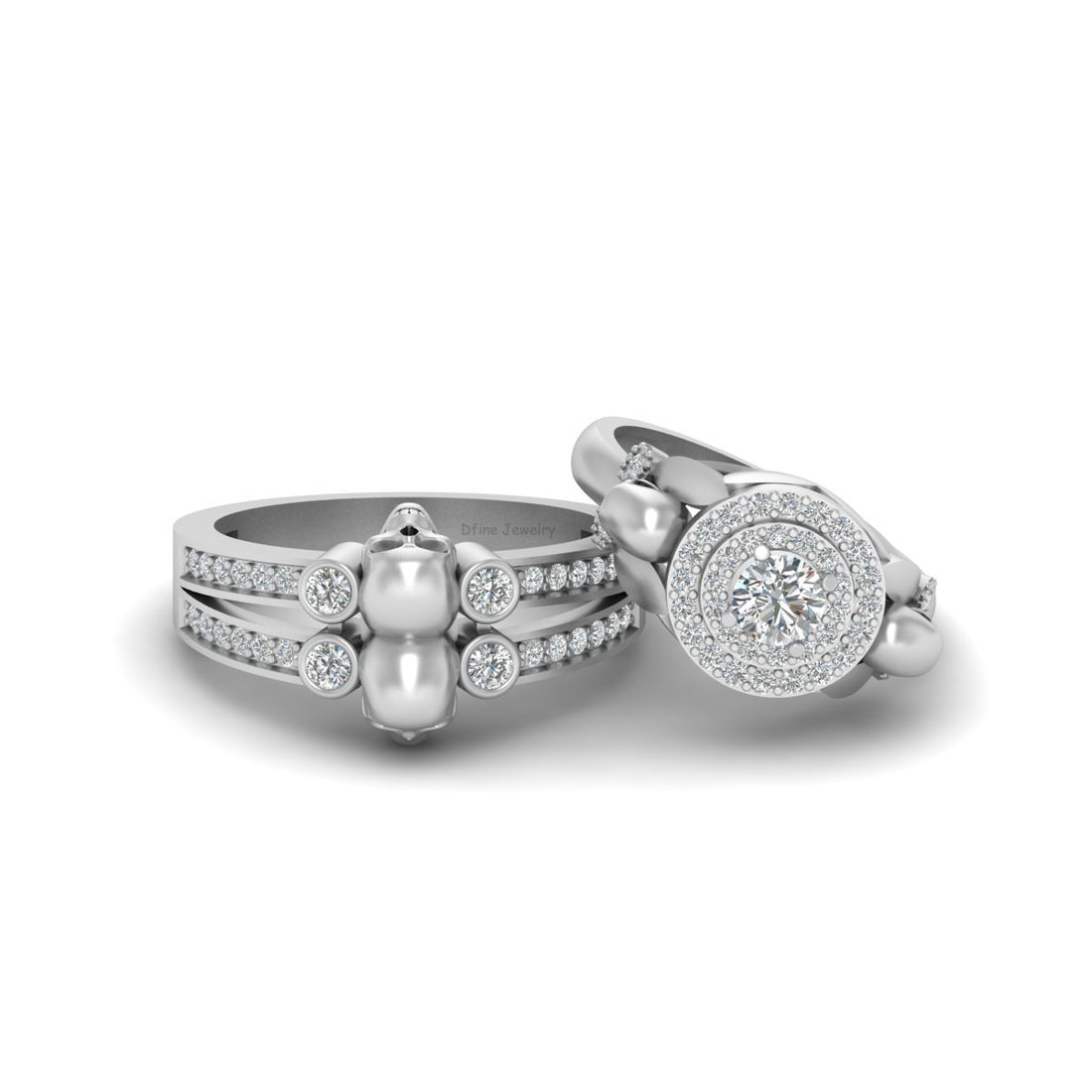 Matching Diamond Skull Wedding Rings