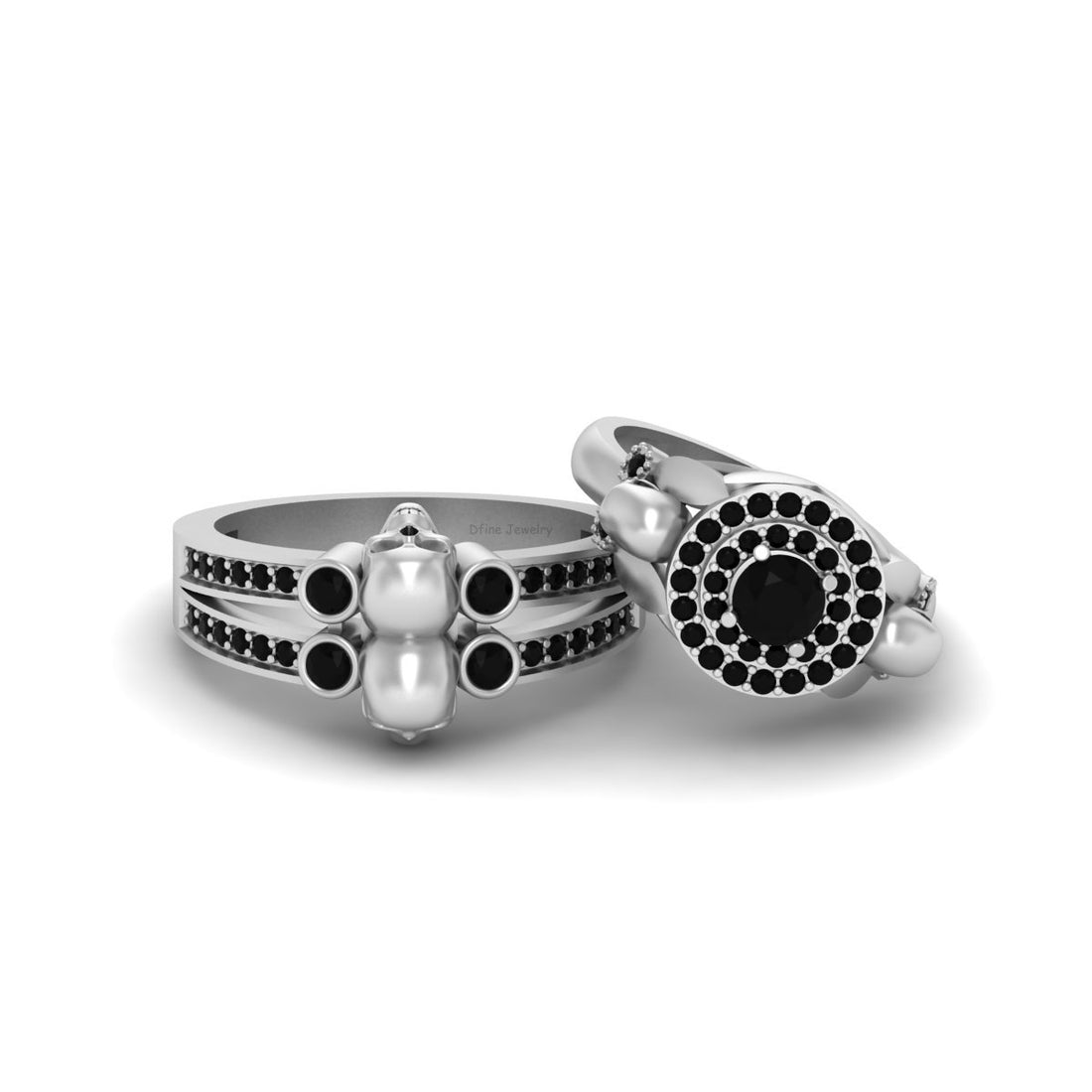 1.25tcw Onyx Skull Engagement Rings