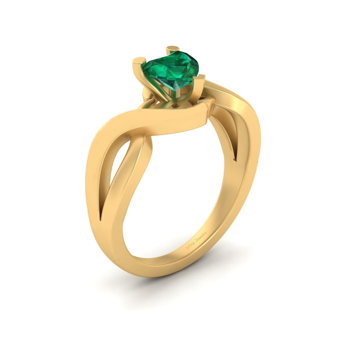 HEART SHAPED EMERALD WEDDING RING