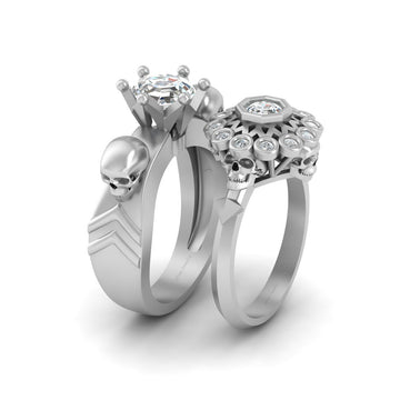 Diamond Skull Ring For Couple