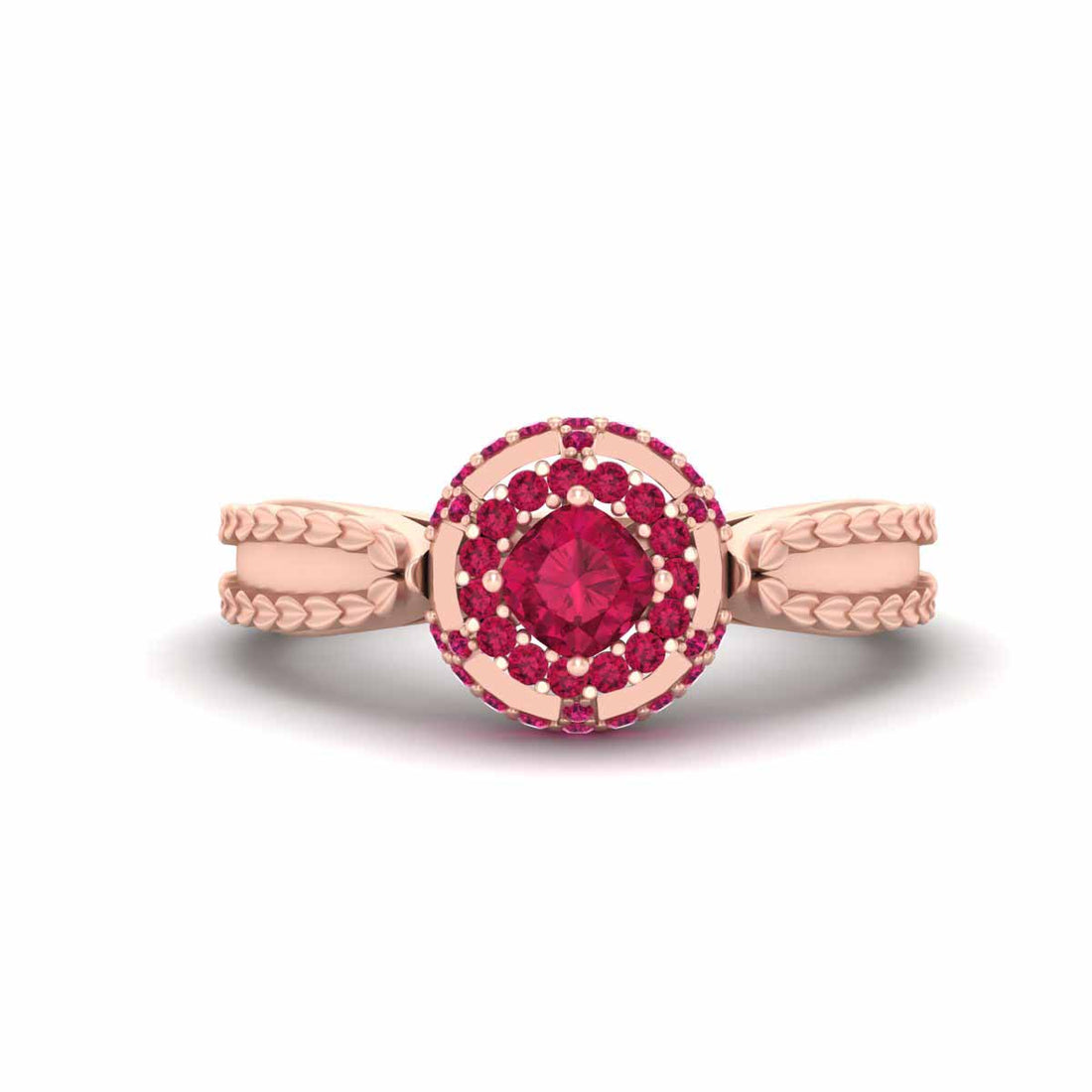 RUBY HALO ENGAGEMENT RING