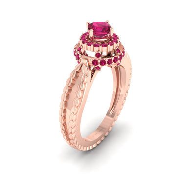 RUBY HALO ENGAGEMENT RING