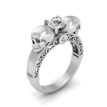 Filigree Diamond Skull Engagement Ring