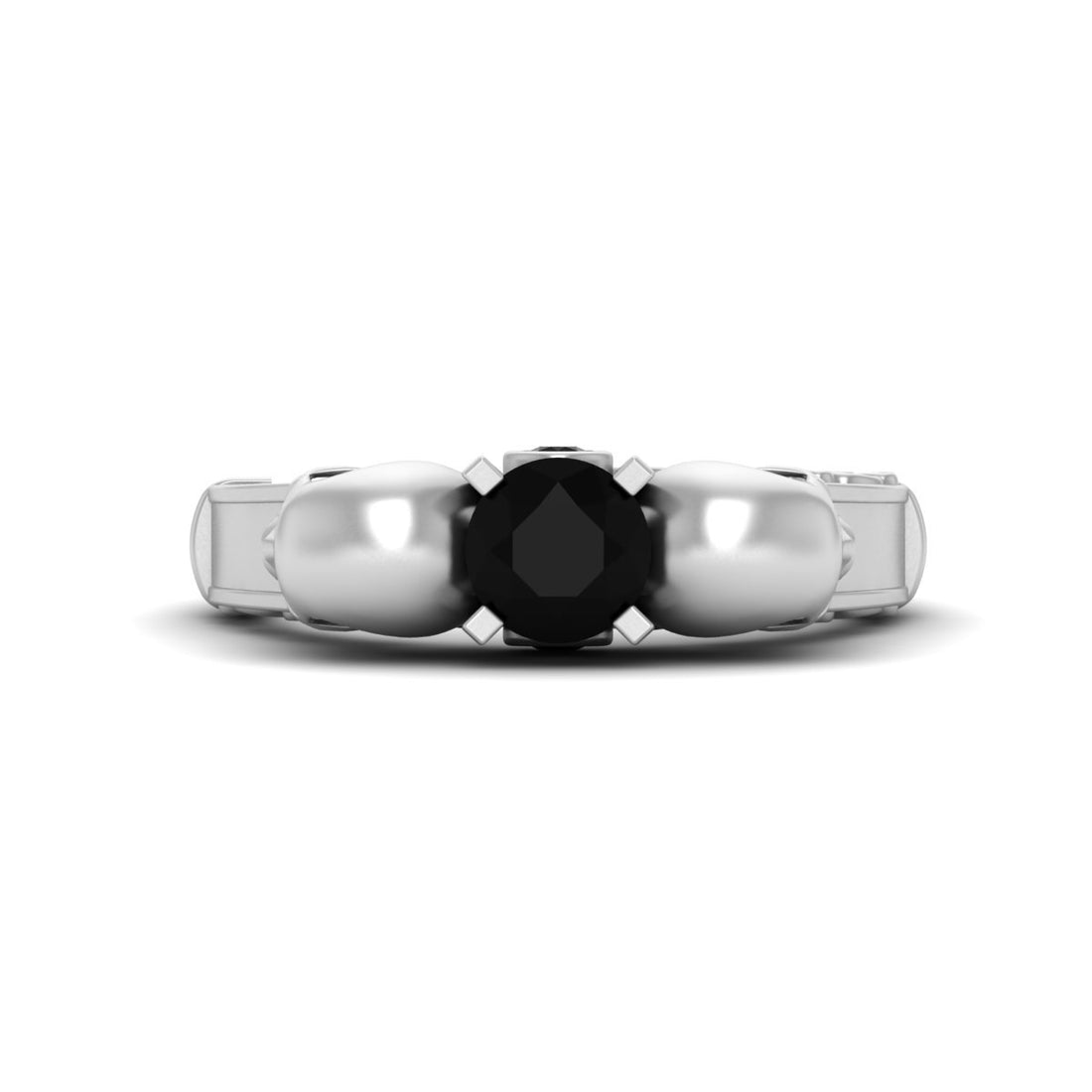 Onyx Filigree Skull Wedding Ring