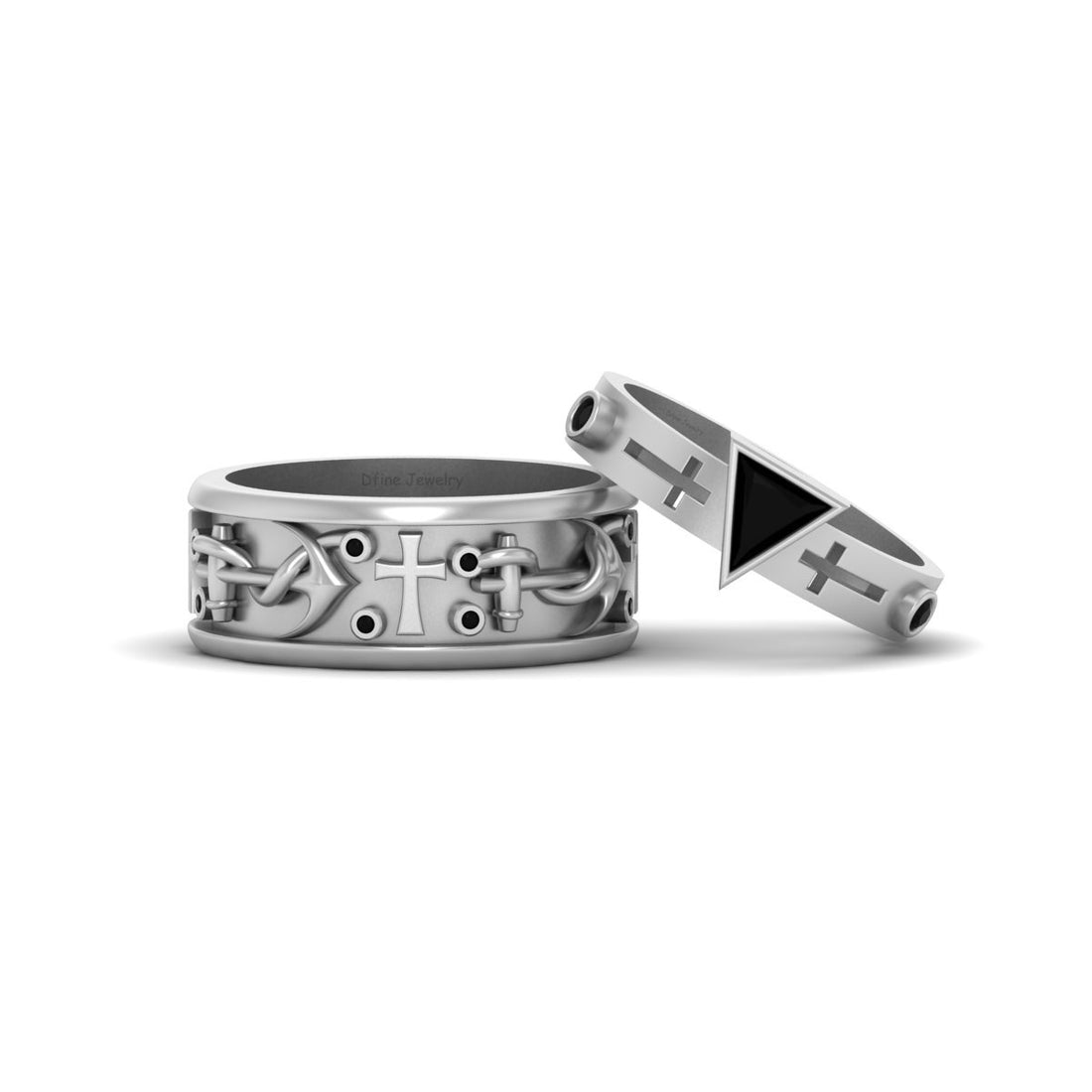 Holy Cross Wedding Band Set
