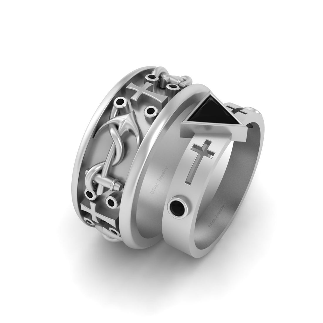 Holy Cross Wedding Band Set