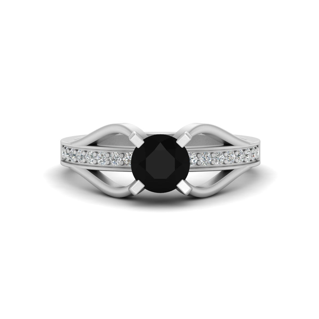 6.0MM ROUND CUT ONYX ENGAGEMENT RING