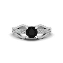 6.0mm Round Cut Onyx Engagement Ring Promise Ring For Her