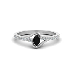Thin Dainty Promise Ring Marquise Cut Black Diamond Engagement Ring