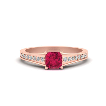 RADIANT CUT PINK CZ ENGAGEMENT RING