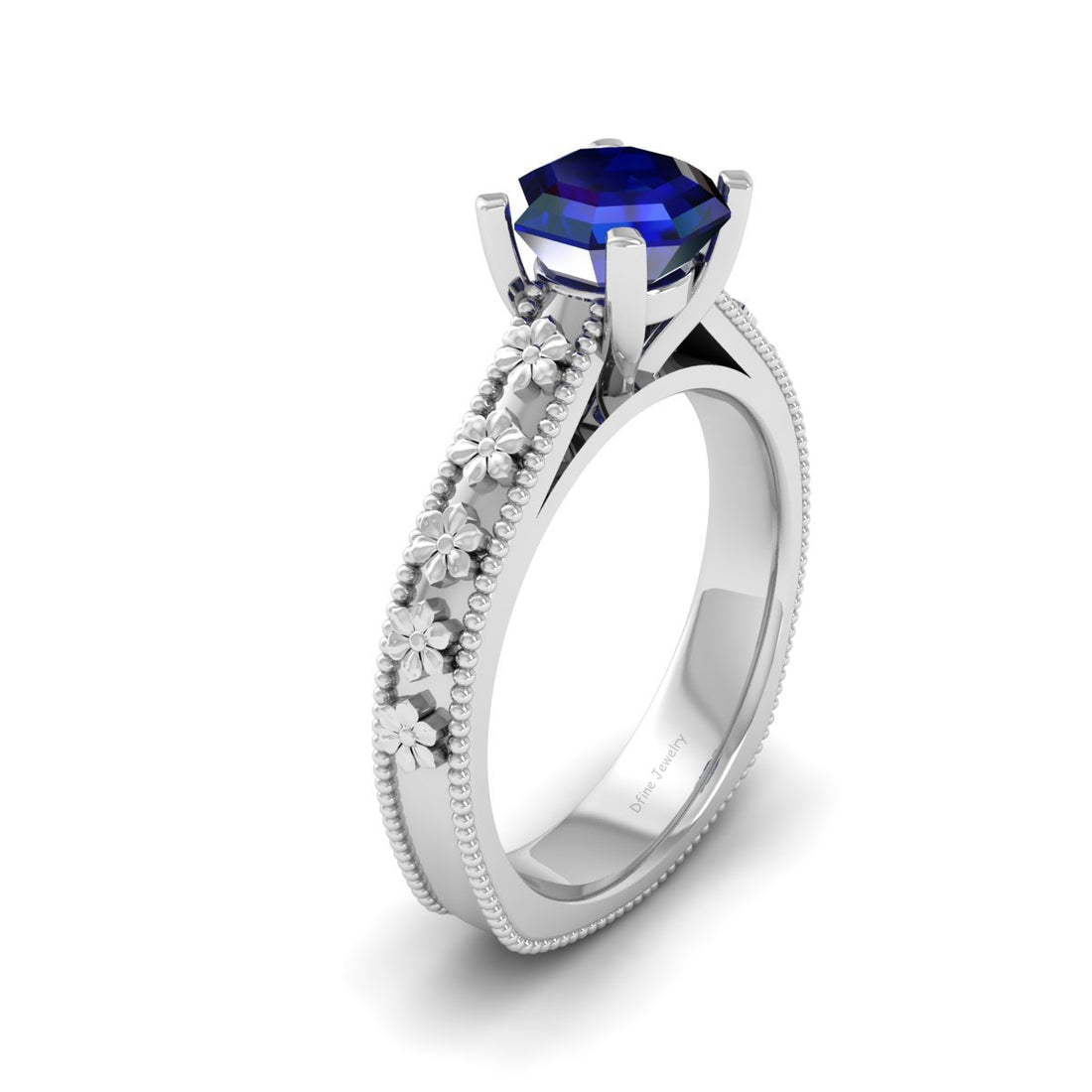 FLORAL ART NOUVEAU ENGAGEMENT RING