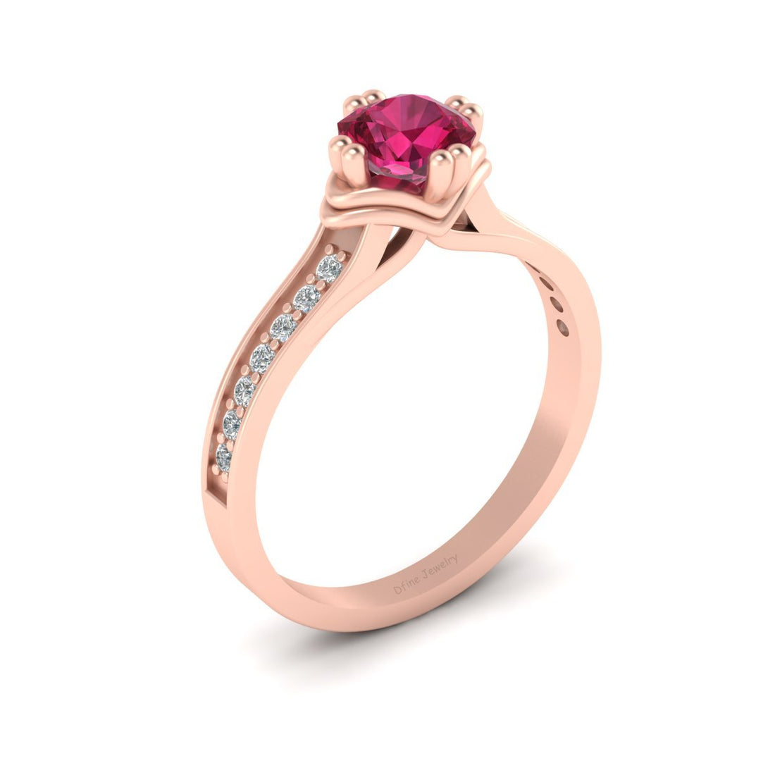 DOUBLE PRONG SET RUBY ENGAGEMENT RING
