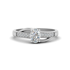 Oval Diamond Wedding Ring Solid 14k White Gold Promise Ring For Her