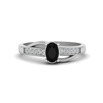 OVAL CUT BLACK ONYX ENGAGEMENT RING