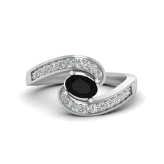 Onyx Engagement Ring For Women Twisted Wedding Ring White Gold