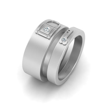 Lock and Key Wedding Band Set