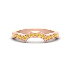Semi Round Yellow CZ Engagement Band Wedding Band For Womens