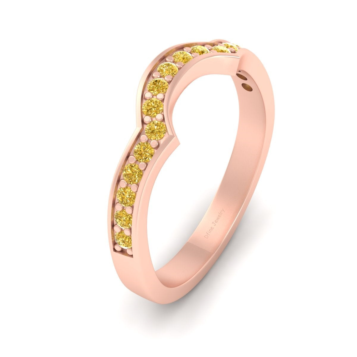 SEMI ROUND YELLOW CZ ENGAGEMENT BAND