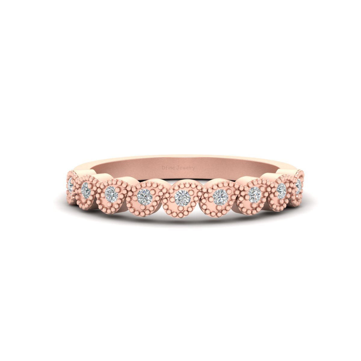 MILGRAIN WEDDING BAND FOR HER