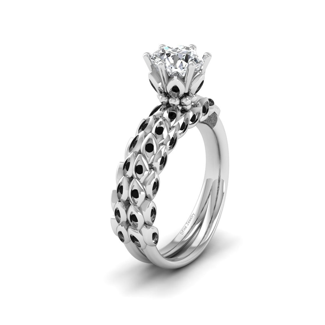LEAF VINE MOISSANITE WEDDING RING