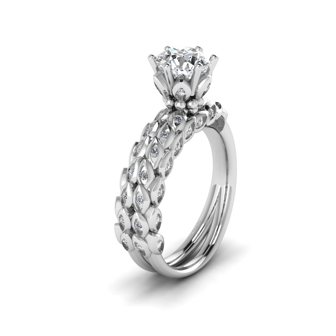 MOISSANITE FLORAL ENGAGEMENT RING