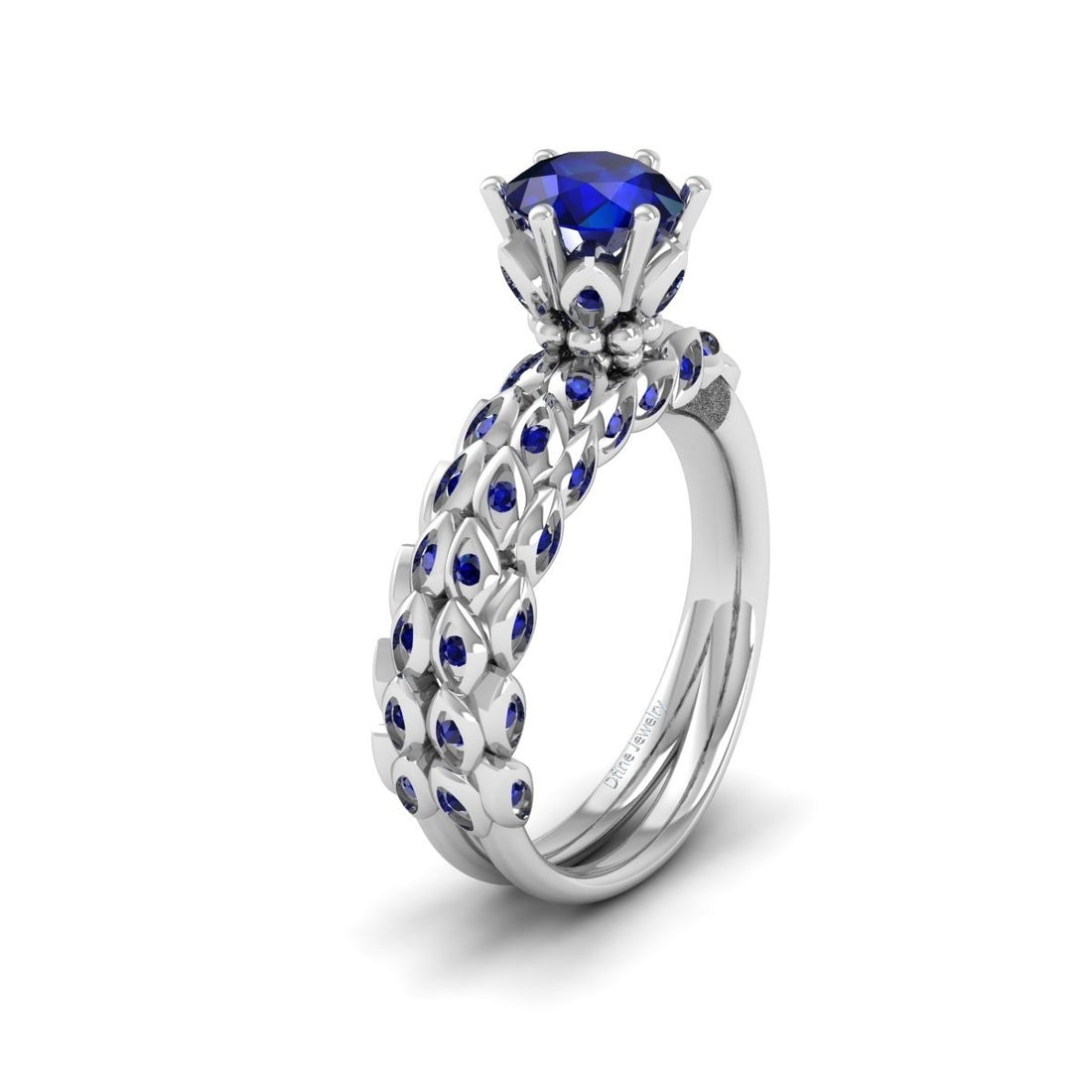 SAPPHIRE LEAF ENGAGEMENT RING