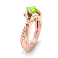 Peridot Engagement Ring Women Flower Petal Wedding Ring For Her