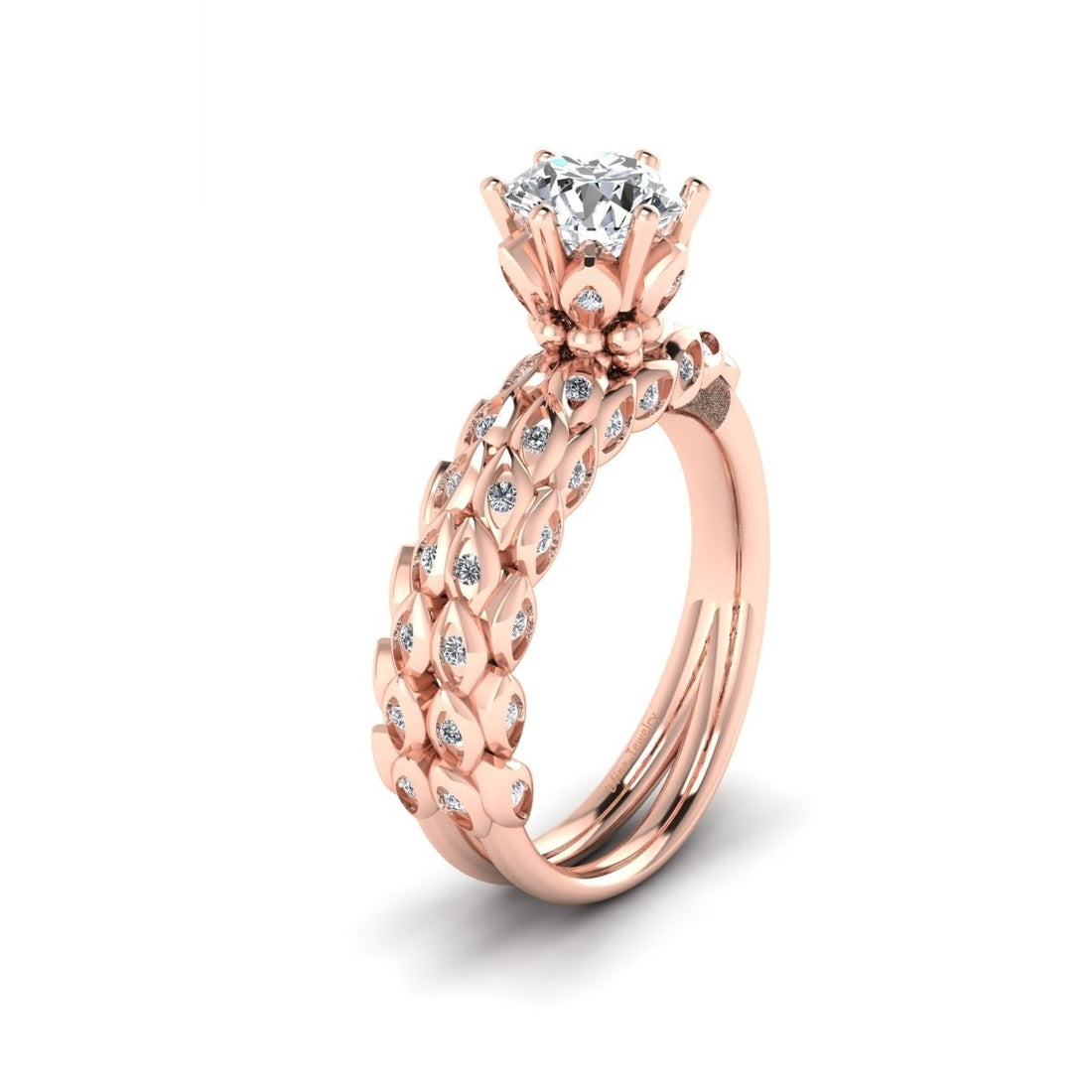 MOISSANITE FLORAL ENGAGEMENT RING
