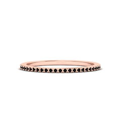 Natural Black Diamond Stackable Ring Half Eternity Band For Her