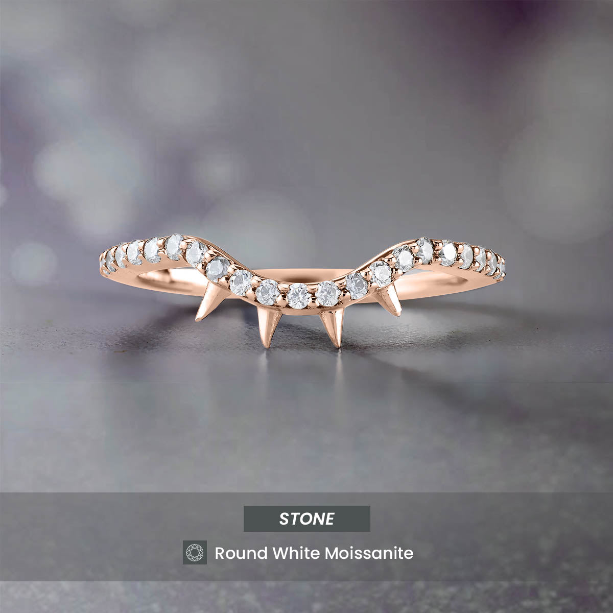 Thorny Curved Wedding Band Engagement Ring Enhancer Stack